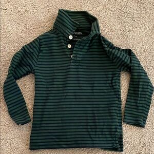 J. Crew Kids Green and Navy Striped Button Down Shirt